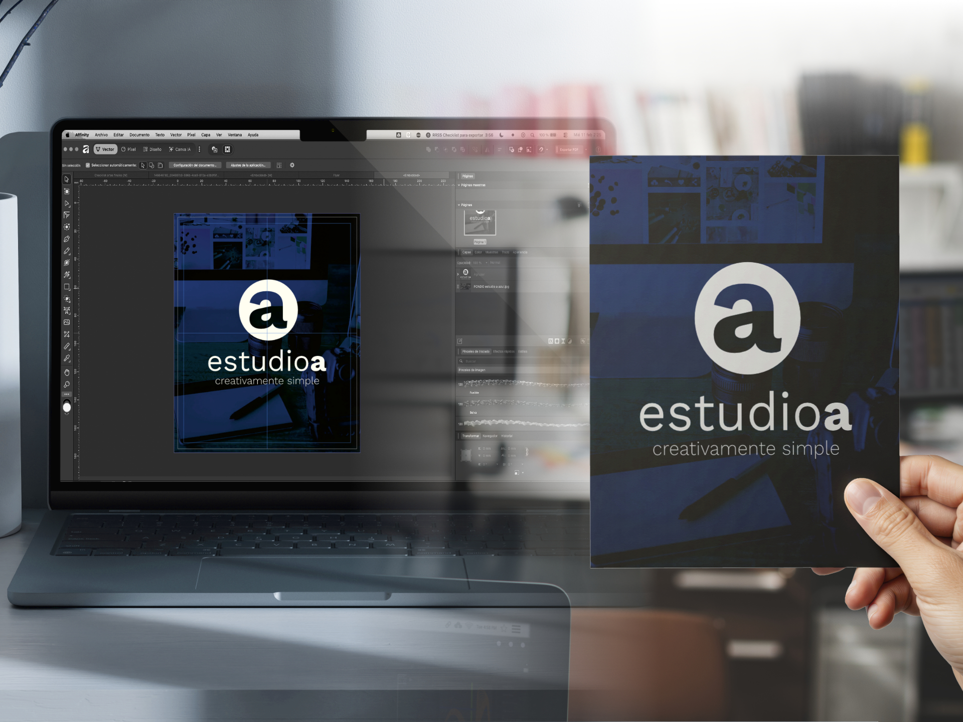 Mockup de arte final en pantalla y producto impreso de estudio a - Especialistas en impresión en Andorra (Teruel)